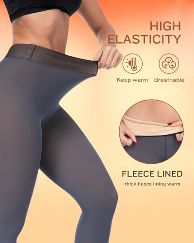 Image of ATHVOTAR Fleece Lined Winter Tights Women - Thermal Warm Opaque Pantyhose Thick Sheer Leggings