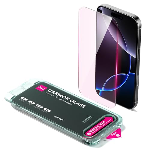 Upcommon UARMOR Red Light Screen Protector for iPhone 16 Pro Max [6.9 Inch] Anti Blue Light Double Strength 9H Tempered Glass with Easy Installation Kit Case Friendly Fit - 2Pack