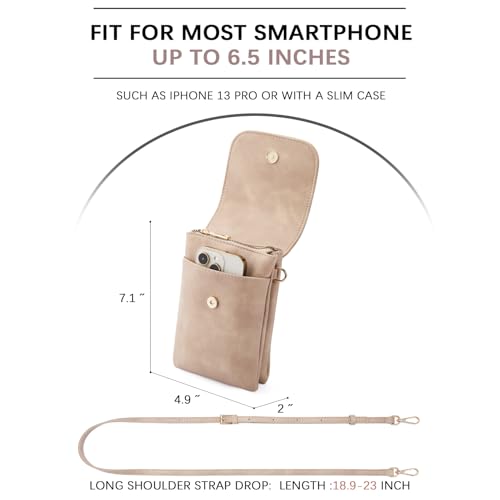 Image of BOSTANTEN Vegan Leather Small Crossbody Bags for Women Designer Cell Phone Bag Wallet Purses Adjustable Strap, A-08-pale Brown, Small, Cross Body Bag Women
