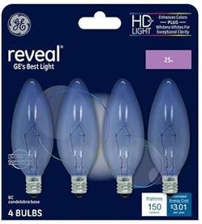 GE Reveal 25-Watt Dimmable B10 Light Fixture 42974 Incandescent Light Bulb (4-Pack) Light Bulb