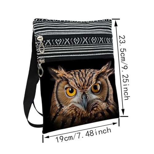Owl Messenger Bag Small Ethnic Pattern Printed Adjustable Strap Crossbody Zipper Bag Owl Phone Bag Wallet Cute Shoulder Handbag for Women - 22
