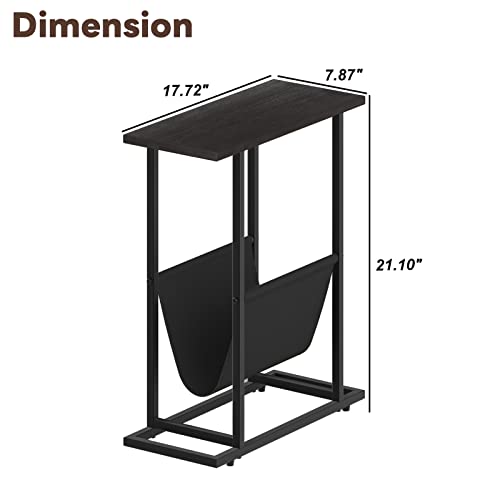 Maxtown Small Side Table For Small Spaces, Narrow End Table With Magazine Holder Sling, Skinny Side Table Small Nightstand Bedroom, #TOP2