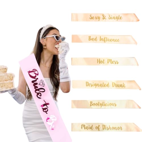 Image of Wanna Party Pack of 7- Team Bride Sash Set-Bachelorette Party Bride To Be Sash- Unique Bride Bridesmaid Sashes for Bachelorette Party