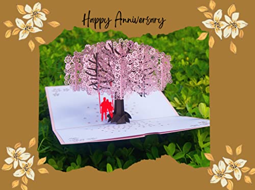 S-Love-Craft Pop Up Anniversary Card (6 X 8 In Size - Cherry Blossom Swing Couple). #TOP5