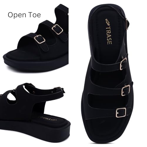 Image of TRASE Strap Trend Comfortable Flat Sandals For Women - Women Footwear Stylish And Adjustable Double Strap Sandals For Daily Use
