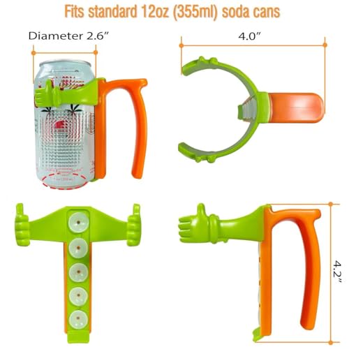 Image of ORIGINAL CREATOR - DIPESI Soda Can Lids and Holders for 12oz Cans - 2 Can Covers with Straw + 2 Can Holder with Handle - For Soda, Beer, Pop - Easy to Hold, Leak-Free