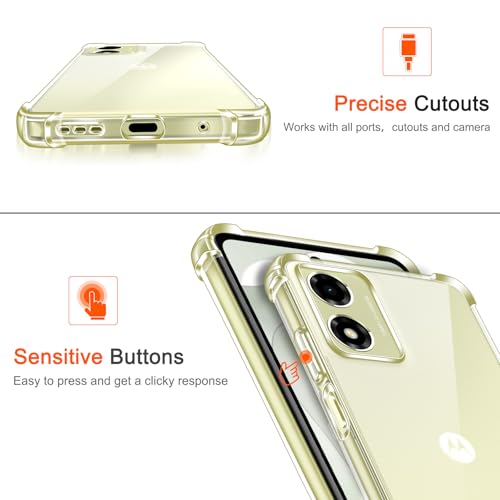 Image of Lustree Back Cover Transparent Case Compatible with Motorola G24 /G24 Power | Clear + TPU Case with 4 Corner Air Cushion Protection & Camera Protection | Slim& Stylus Cover
