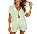 Meiweileya Womens 2 Piece Shorts Set Towel Button down Fringe Trim Pajama Set Terry Cloth Loungewear Boho Beach Matching Outfits (Light Green, S)