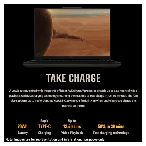 Asus Tuf A16 Gaming Laptop, AMD Ryzen 7 7735HS, 32 GB DDR5 Ram, 2 TB PCIe SSD, 16" WUXGA (1920x1200), AMD Radeon RX 7700S, W11 Home, Nero - Notebook - Immagine 1