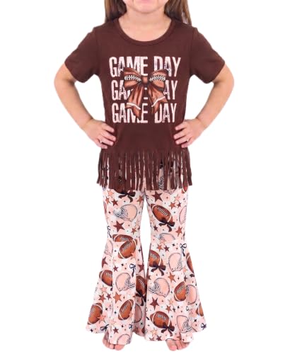 Image of Unique Baby 2 Piece Girls Bell Bottom Leggings Outfit with Short Sleeved Shirt Kid and Toddler Clothes Set