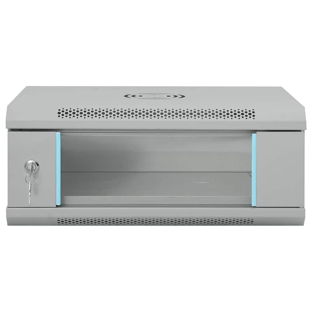 Armadio da parete per tecnologia di rete 53 x 45 x 21 cm, armadio server da parete in acciaio con anta in vetro di sicurezza, grigio