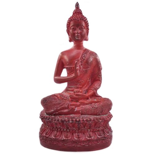 Estatua Buda Sentado Resina Roja 6.7 " miniatura 1