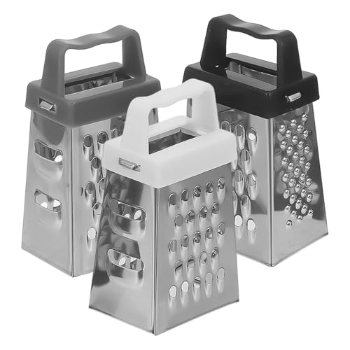 ADOCARN Rallador de Verduras de Acero Inoxidable de 3 Piezas Resistencia Fuerte, Rallador de Queso y Huevo para Uso en Cocina Diseño de Cuatro Caras