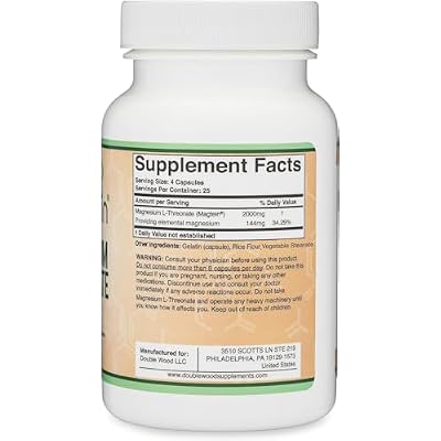 Magnesium L Threonate, Magtein - NSF Certified - Sleep and Cognitive Support High Absorption Most Bioavailable Form of Magnesium 2,000 mg 120 Capsules