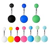 Piercing para ombligo de acero inoxidable 14G, 10 piezas de joyería para el cuerpo para mujer, sexy, multicolor, 1,6 mm, barra de bola multicolor
