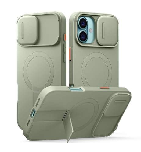 SURITCH ���C�P�[�XiPhone 16 plus�ƌ݊��� �ƃJ�����ی�J�o�[�ƒ����\�ȃX�^���h ���h�~�ϏՌ��ی�J�o�[iPhone 16 plus�p (�O���[��)