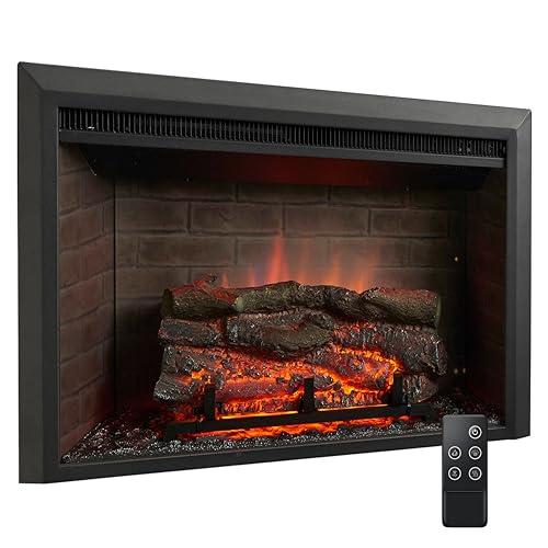 SimpliFire Electric Fireplace Insert, 32-Inch, Textured Logs, Remote Control, 1500W Heater (GI-32-ZC)