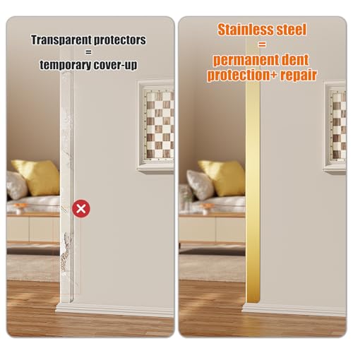 Image of 1x1x48 Inch 304 Stainless Steel Wall Corner Guards (5-Pack) Heavy Duty Rounded Corner Protector, Smooth Folded Edge Design for Wall Protection Golden Guard Stainless Steel Slab