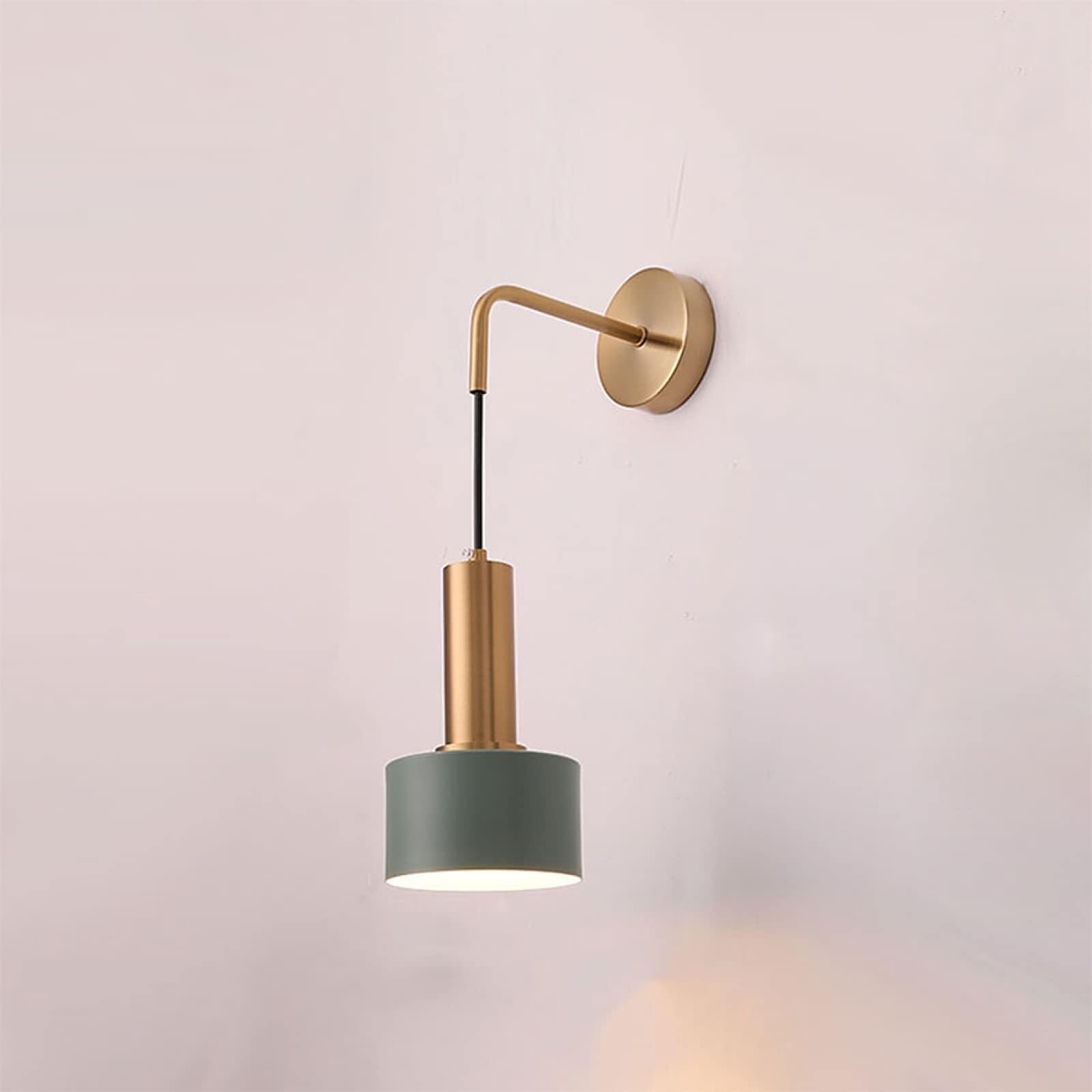 Widppsopt Nordic Style Wall Light E27 Metal Wall Mounted Pendant Light Adjustable Modern Simple Indoor Wall Lamp for Bedroom Bedside Lamps,White+Cool White-5W(Green+Warm White)