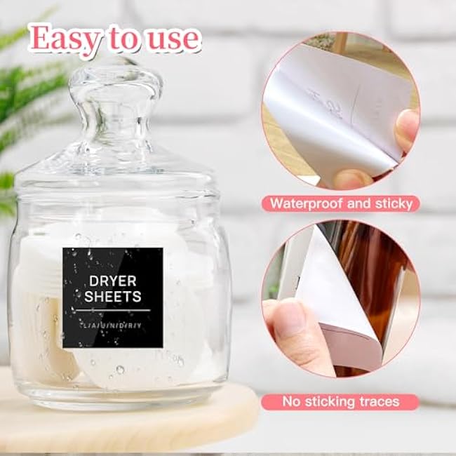Laundry Labels for Jars,14 PCS Minimalist Laundry Room Sticker Labels,Removable Waterproof Labels for Laundry Containers,Home Storage Organization(Black)
