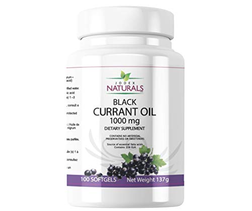 Black Currant Oil 1000 mg 100 softgels by Jodex Naturals - GLA 15% - Hexane Free - Essential Fatty Acids
