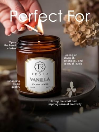 Image of Teora By Bindian Luxury Soy Wax Scented Candle in Amber Glass Jars | 220g Each | 45H Long Burn Time | Natural Smokeless Wax for Home Decor, Spa & Aromatherapy Candles (British Rose)