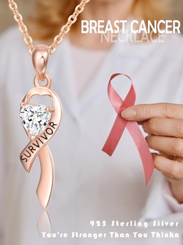 Dreamboat Sterling Silver Breast Cancer Necklace for Woman Pink Ribbon Pendant Necklace Cancer Awareness Hope Breast Cancer Survivor Gifts Jewelry4