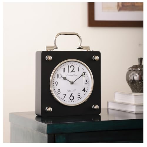 Image of Decor de Maison Brings Handcrafted Cubekeeper Table Clock for KidsRoom, Living Room, Bedroom, Study Table|Classic Non-Ticking Tabletop Battery Operated Analog Desk Clock in Silver (22X6X30cm)