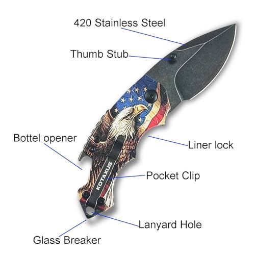 Image of Mini Folding Pocket Knife, Multifunctional Knife with Bottle Opener, Glass Breaker, Light Weight Camping EDC Knife for Men Women