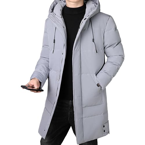 Down jacket veste longue homme doudoune chaude matelassée épaissie à capuche gris