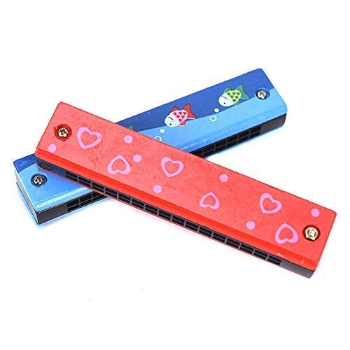 Neotea Harmonica Mouth Organ Wooden Musical Instrument for Kids | Pack of 2 | Colorful Cartoon Design | Sound Making Toy | Best Return Gift | Color Patterns | Fun & Educational Toys