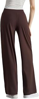 Pantalones de yoga de secado rápido para mujer, holgados, holgados, de pierna ancha, con bolsillos, holgados, elásticos, para el trabajo