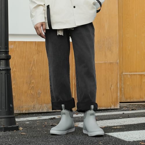 RIUETAR Botas masculinas com forro felpudo, botas de pesca de borracha no tornozelo para homens, bot