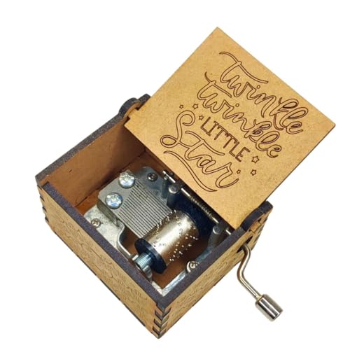 Image of Zesta Twinkle Twinkle Wooden Musical Box Gift | Vintage Music Crank Mini Collectible for Girlfriend, Boyfriend, Husband, Wife | Unique Musical Gifts for Music Lovers | Classic Wooden Box