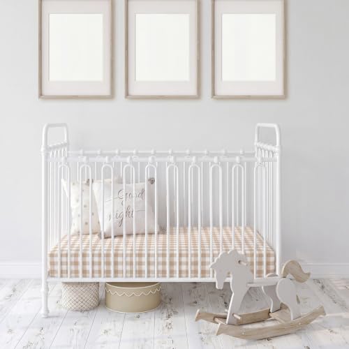 Image of Peryiter 4 Pack Crib Sheets Brown Retro Floral Soft Baby Bed Sheet Set 52'' x 28 inch Nursery Crib Sheets for Standard Bed Toddler Mattress Nursery Decor Boys Girls Kids