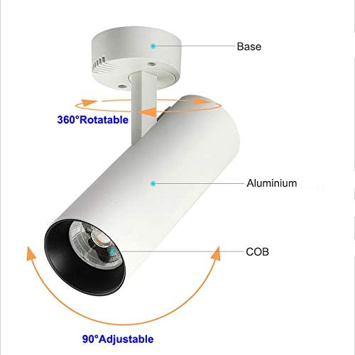 10W LED Ceiling Directional Spotlight Surfaced Mount Light Adjustable Picture Project White-Finish Pure White