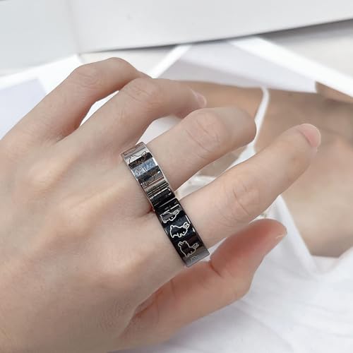 OIDIMS Cute Rabbit Band Ring for Women Men Promise Engagement Wedding Rings for Couples Bunny Animal Funny Stainless Steel Polished Comfort Fit Easter Christmas Friendship Graduation Gift3