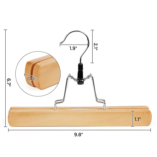 Songmics 12 Pack Wooden Pants Hangers, Premium Solid Wood With Non-Slip Felt, Hold Pants Tightly, Smooth Finish Wood Skirt Hangers, With 360° Swivel Hook, Natural Ucrw007-12 #TOP5