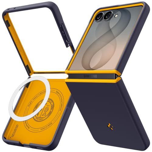 Image of Spigen Nano Pop MagFit Case for Samsung Galaxy Z Flip8, Blueberry Navy | Magsafe, Slim Fit, Shockproof, Wireless Charging, Thermoplastic Polyurethane, Poly Carbonate, Smooth
