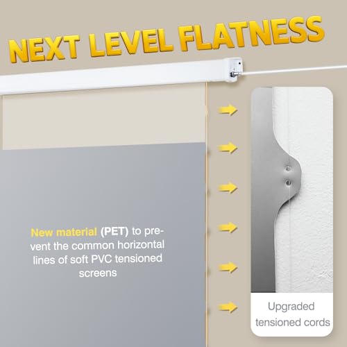 Image of ALR Tensioned Motorized Projector Screen by SilverMagic - Tab Tensioned and Modern Design Gray Screen with White Aluminum case for Home Theater /Living Room /Patio /Office /Classroom - 100 inch 16:9