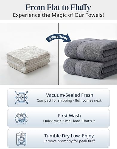 Image of LANE LINEN 24 Piece Bath Towels Set - 100% Cotton Bathroom Towels, Absorbent Towels for Bathroom, 4 Large Bath Towels, 2 Bath Sheets, 6 Hand Towels, 8 Wash Cloths, 4 Fingertip Towels - Cool Grey
