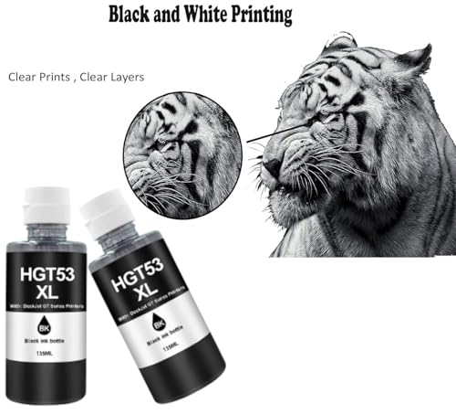 Image of ASV GT53XL & GT51XL Refill Ink Bottle (Black, 135ml Each, Pack of 2) - Compatible with 5810, 5811, 5820, 5821, 310, 315, 316, 319, 415, 416, 419 & Smart Tank 500, 510, 515, 610, 650, 700, 720 Printers