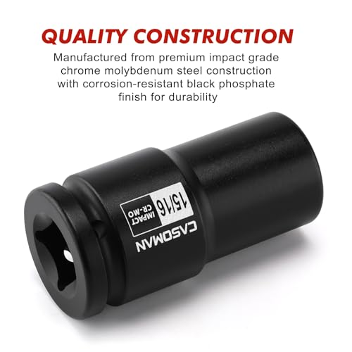 Image of CASOMAN 3 /4 inch Drive Deep 6 PT Impact Socket-15 /16 inch, CR-MO, 3 /4-inch Drive 6 Point Axle Nut Socket for Easy Removal of Axle Shaft Nuts (15 /16 inch)