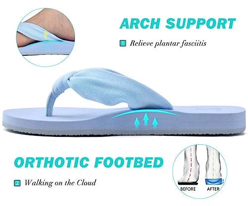Kuailu Flip Flops For Women With Arch Support Yoga Mat Comfortable Summer Beach Walking Thong Cushion Sandals Slip On Indoor Outdoor Blue Size 10 thumb #3