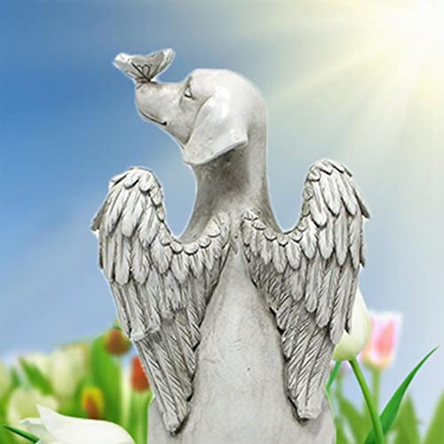 LetCart Engel Hund Statue Engel Hundefigur Garten Dekoration Statue Figur mit Engelsflügel, Handschnitzerei Lebendige Exquisit Kunstharz Gedenksteine für Garten oder Rasen Dekoration