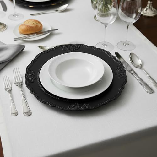 Platos cargadores de plástico 13 pulgadas Beaded Black x6 miniatura 3