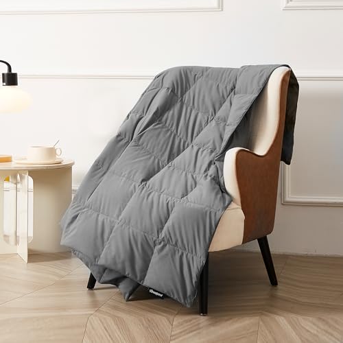 Beautyrest Packable Down Throw Blanket for Couch,Bed Comforter, Sofa Blanket Throw with Pouch | 650