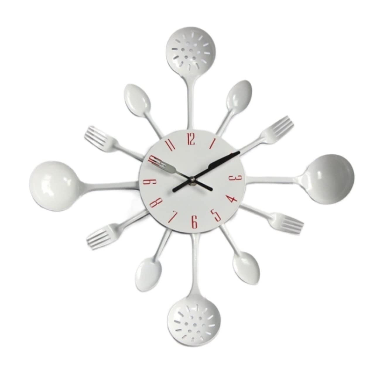 GPDNBIEU, 3D Modern Creative Cutlery Kitchen Spoon Fork Wall Clock Room Home Decoration Clocks for Living(White)