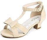Walofou Princess High Heels Girl Nude Strappy Sandals Suede Sandals Party School Cosplay Toddler Lit