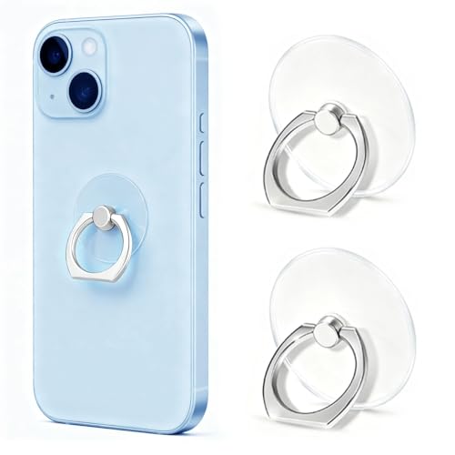 VOVIGGOL Handy Ring Halterung 2st, 360 Drehung Transparent Handy Ringhalter Handyringhalterung Finger Handy Griff handyring Handy Halter Finger Kompatibel für Handys Smartphones Tablets (Rund)
